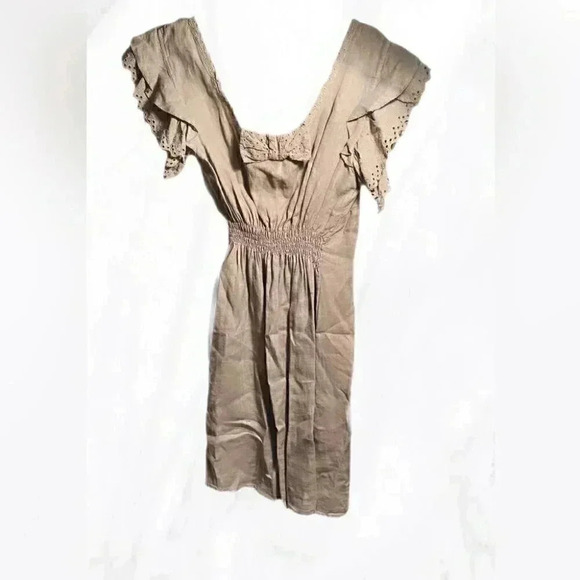 Piazza del tempio summer lightweight casual linen mini short sleeve dress S - Picture 2 of 4